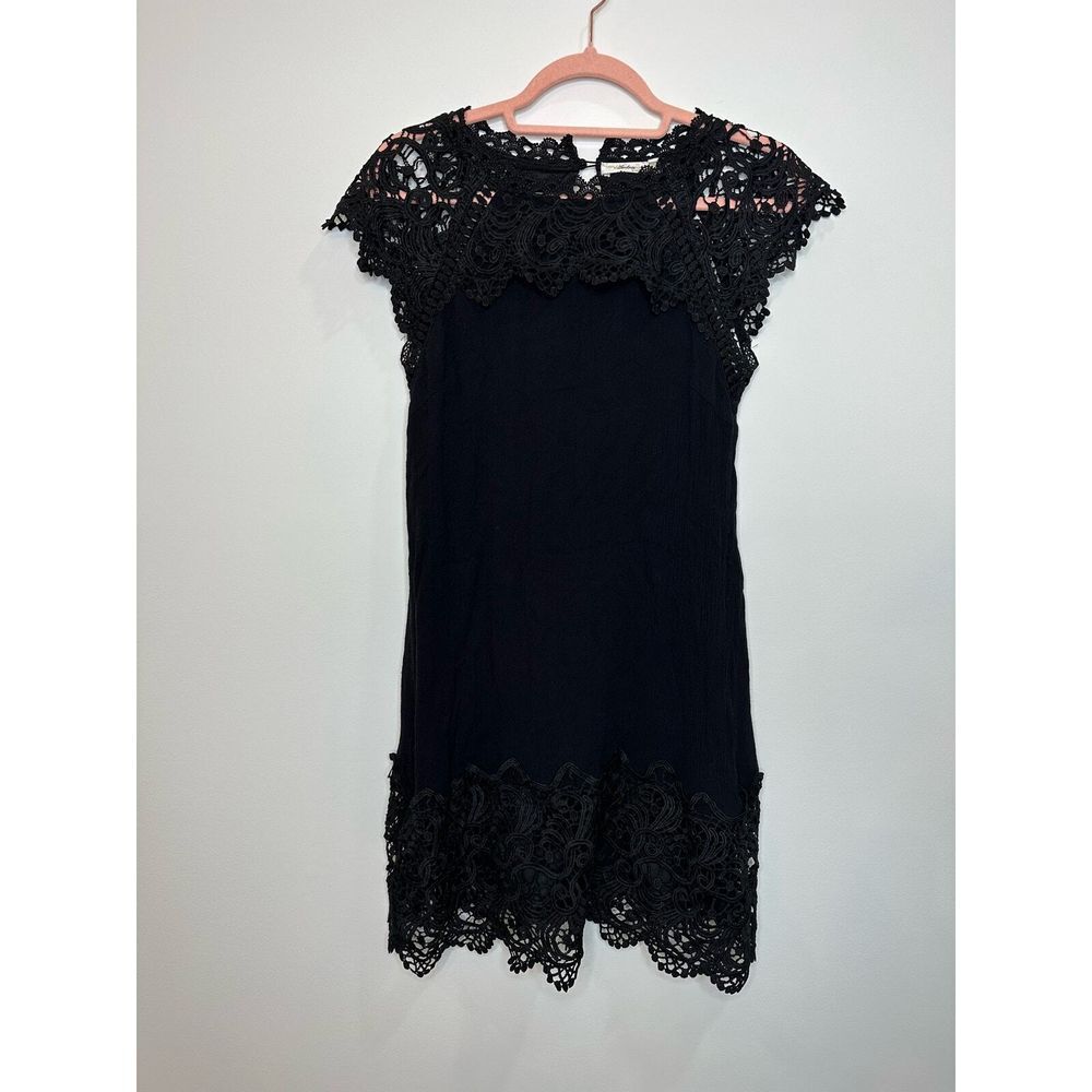 Andree by Unit Dress Small Black Crochet Lace Mini Fairy WhimsiGoth Cottagecore